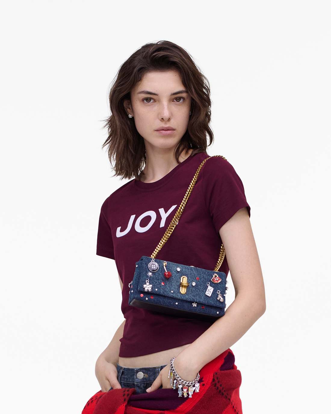 The Trinket Charm Denim Dual Chain Mini Bag Medium Wash Multi | Marc Jacobs Online