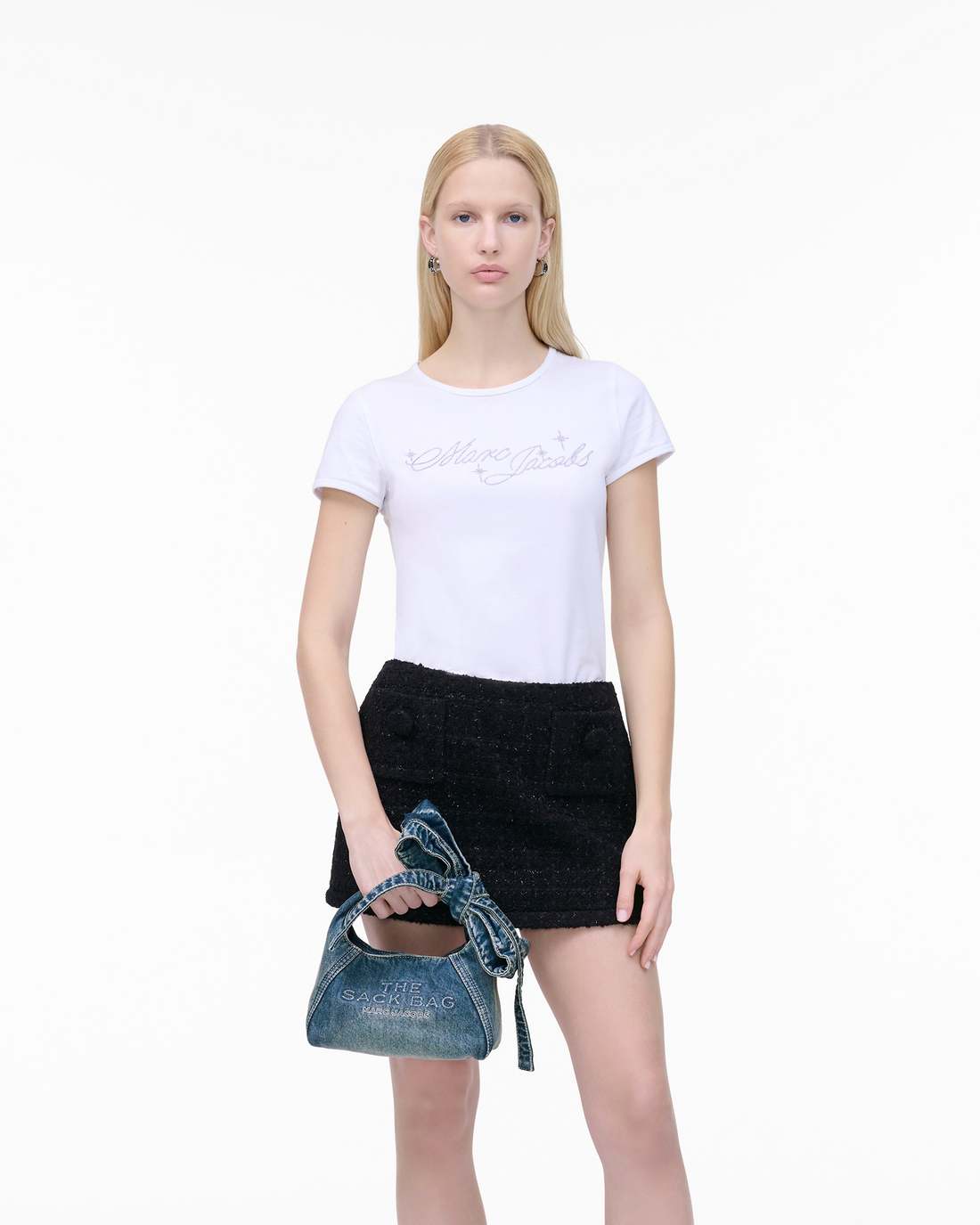 The Bow Denim Mini Sack Bag Medium Wash Indigo | Marc Jacobs Online