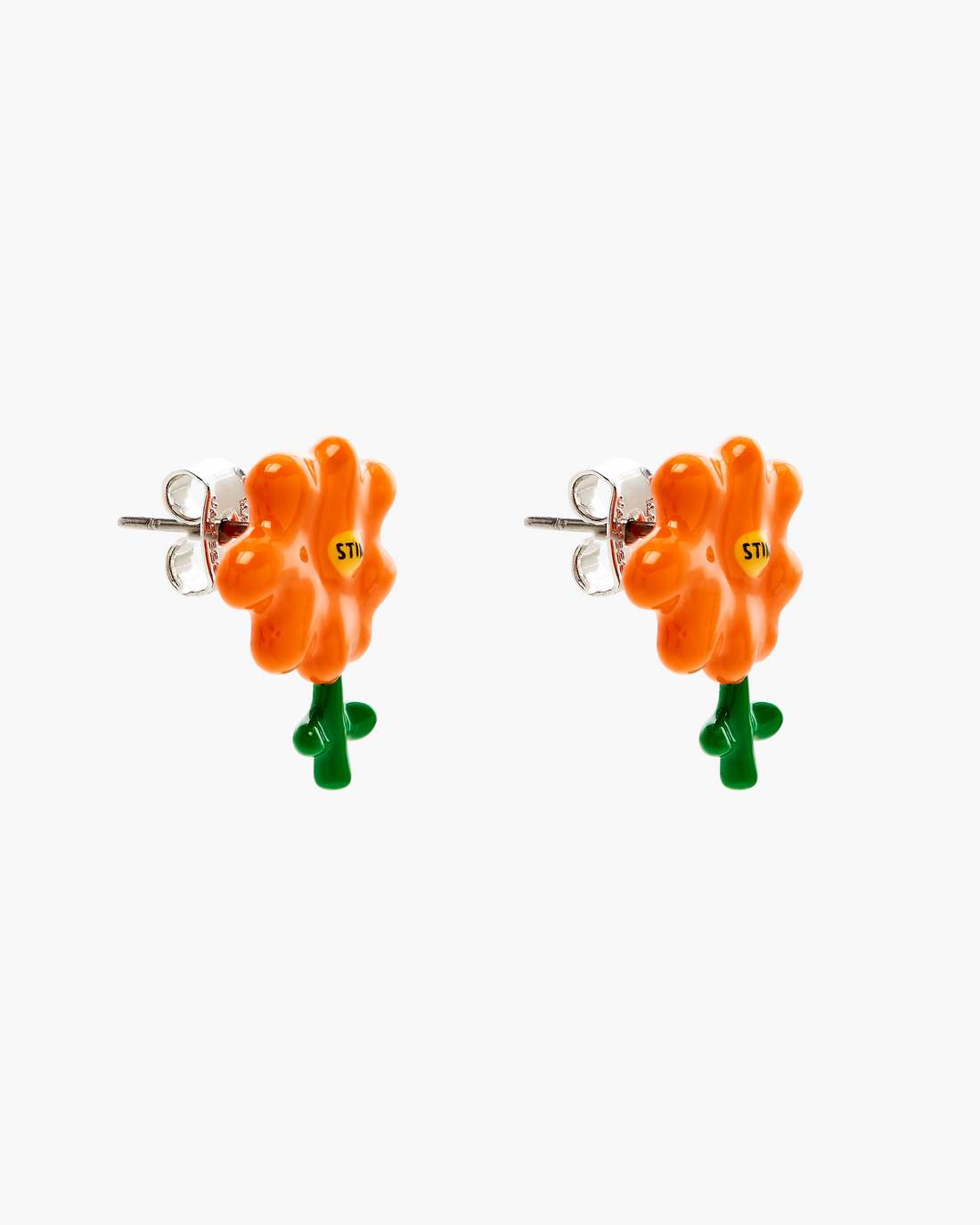 David Shrigley X Marc Jacobs Joy Flower Stud Earrings Silver/Orange | Marc Jacobs discount