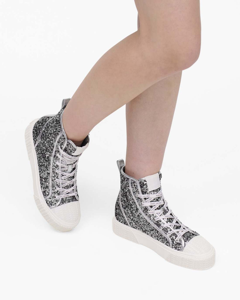 The Sequin High Top Sneaker Silver | Marc Jacobs Outlet