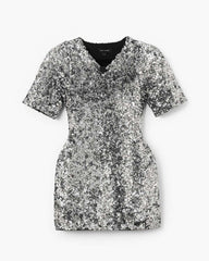 Sequin V-Neck Knit Dress Silver | Marc Jacobs cheap