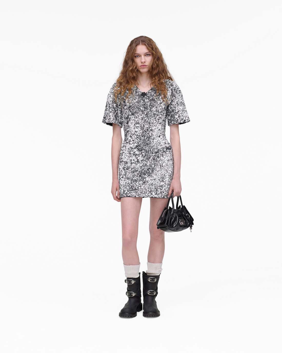 Sequin V-Neck Knit Dress Silver | Marc Jacobs cheap