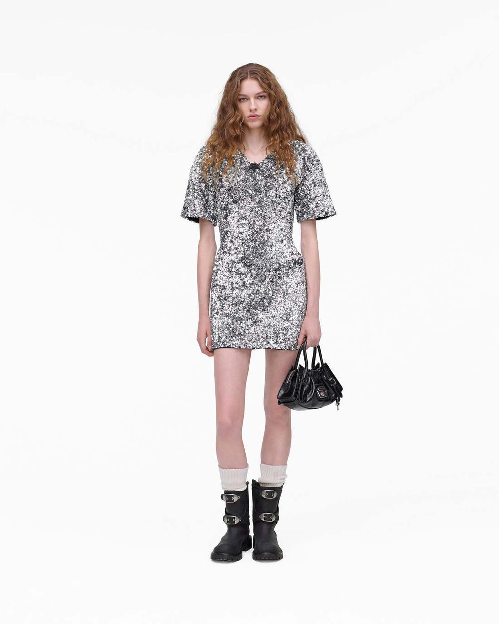 Sequin V-Neck Knit Dress Silver | Marc Jacobs cheap