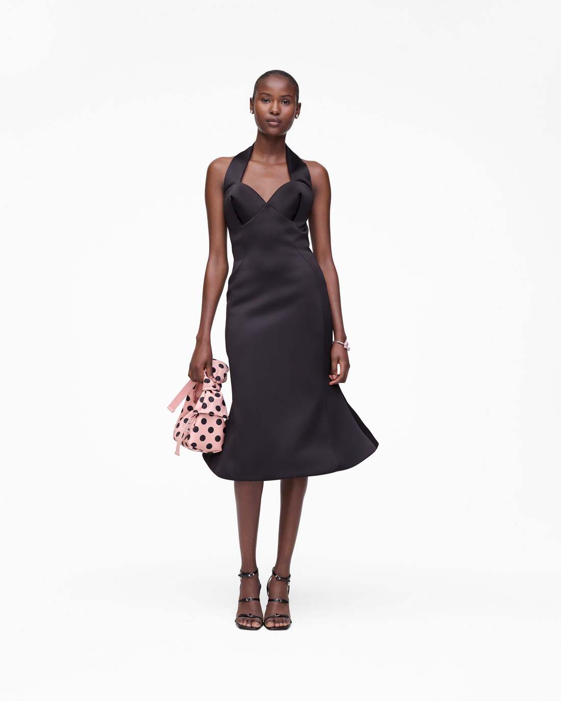 Sculpted Satin Halter Dress Black | Marc Jacobs Online