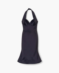 Sculpted Satin Halter Dress Black | Marc Jacobs Online