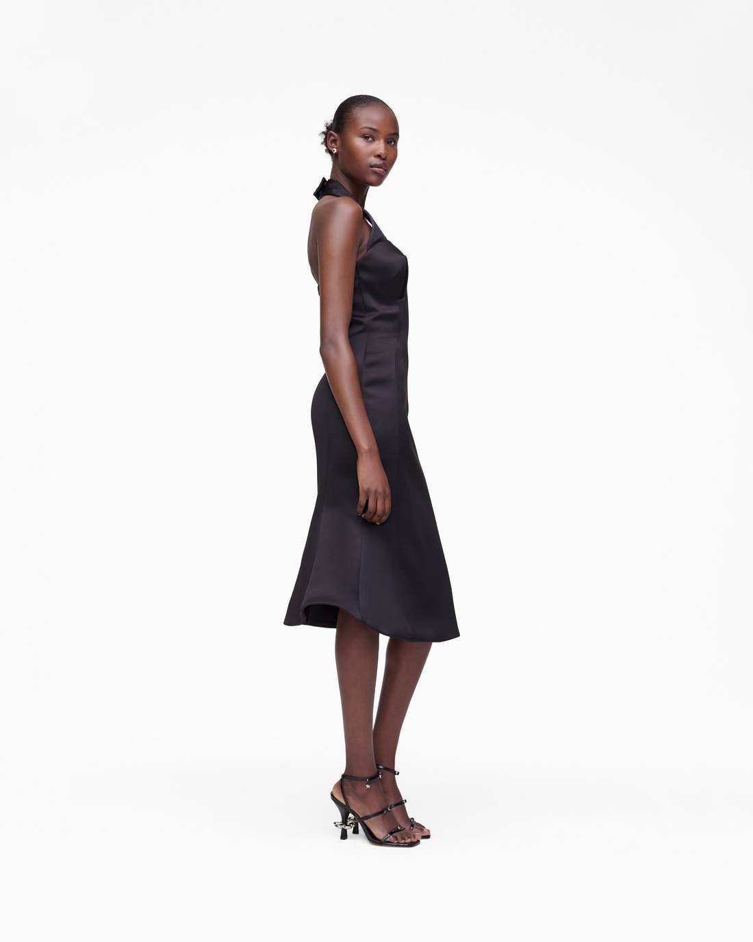 Sculpted Satin Halter Dress Black | Marc Jacobs Online