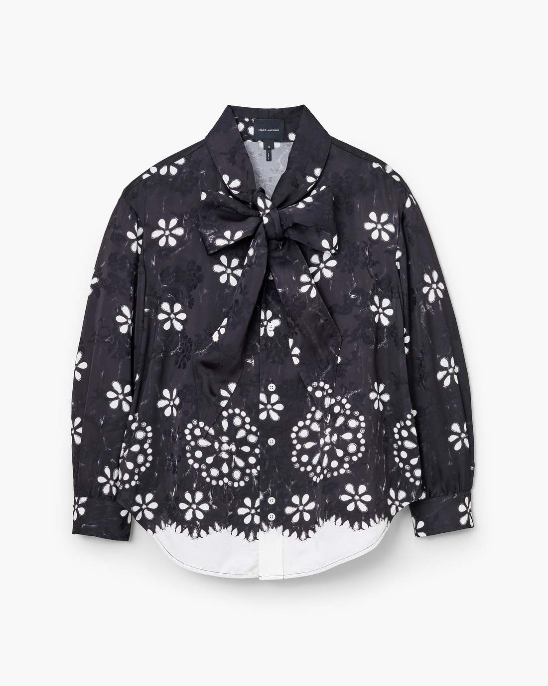 Trompe L'Oeil Eyelet Bow Blouse Black/White | Marc Jacobs Outlet