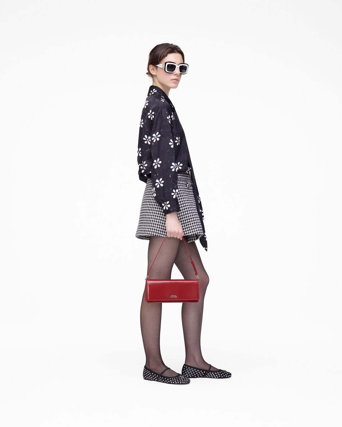 Trompe L'Oeil Eyelet Bow Blouse Black/White | Marc Jacobs Outlet