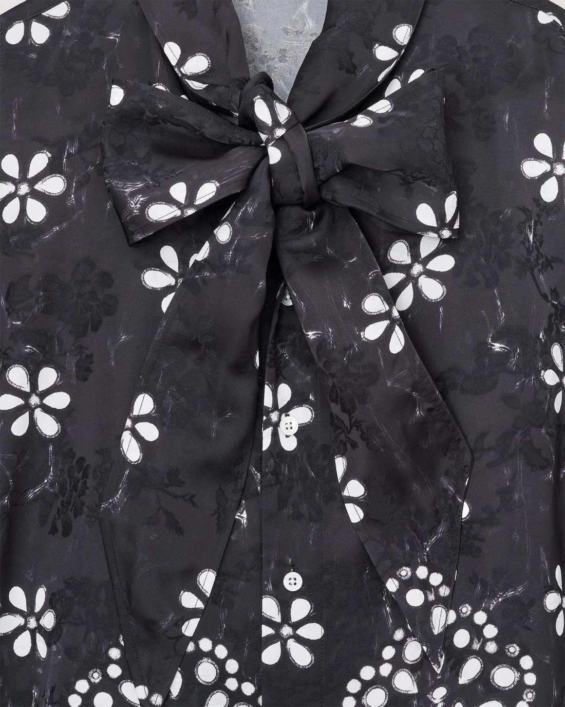 Trompe L'Oeil Eyelet Bow Blouse Black/White | Marc Jacobs Outlet