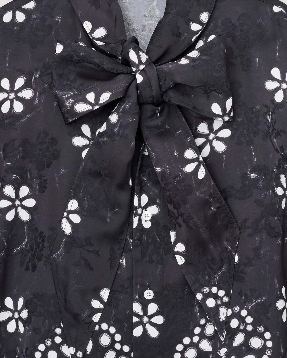 Trompe L'Oeil Eyelet Bow Blouse Black/White | Marc Jacobs Outlet