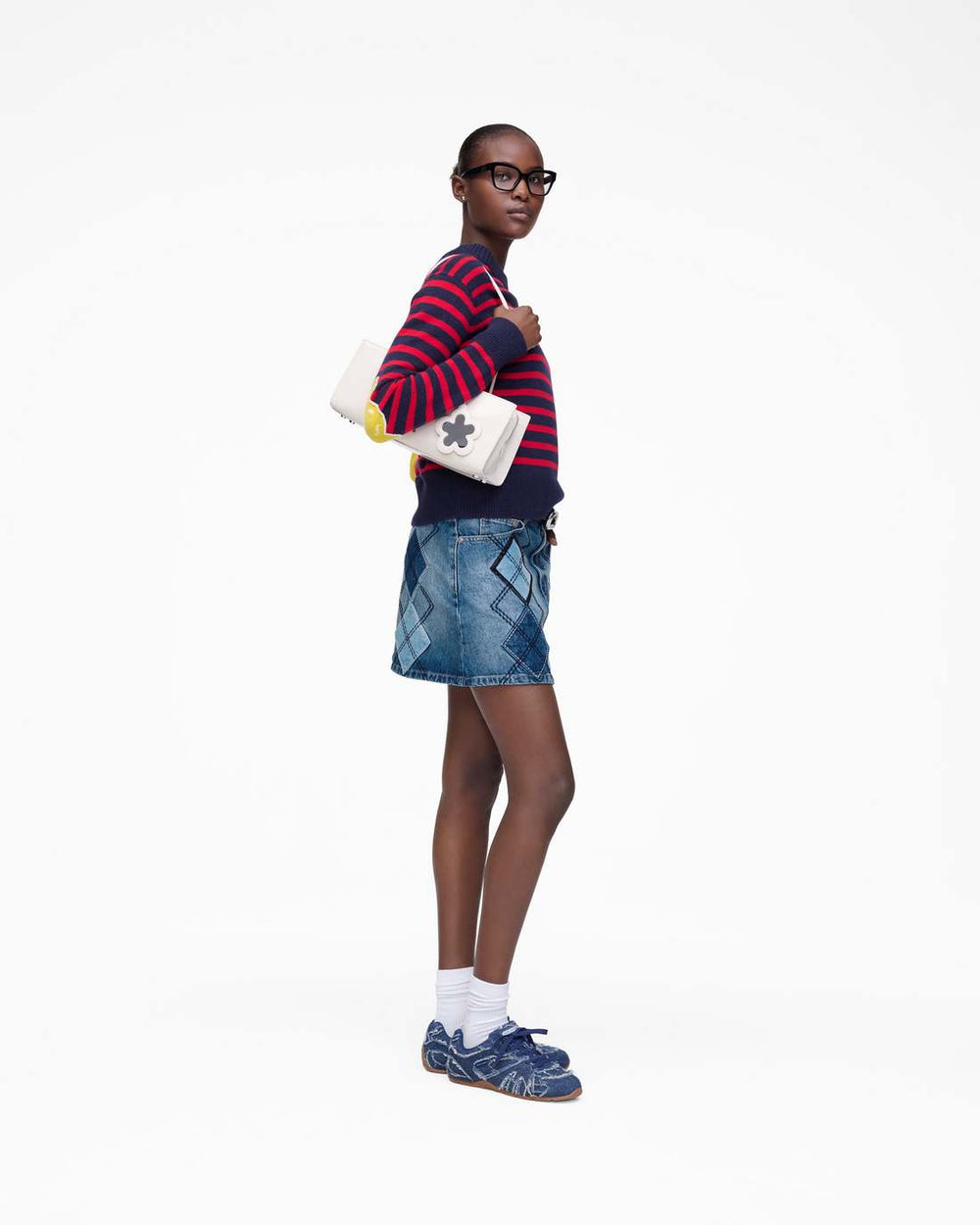 Argyle Patchwork Mini Skirt Bright Indigo | Marc Jacobs on sale