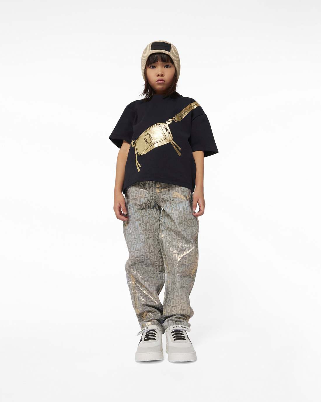 The Metallic Jumbled Logo Jeans Gold | Marc Jacobs on sale